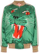 Gucci Tiger Face Embroidered Bomber Jacket - Green
