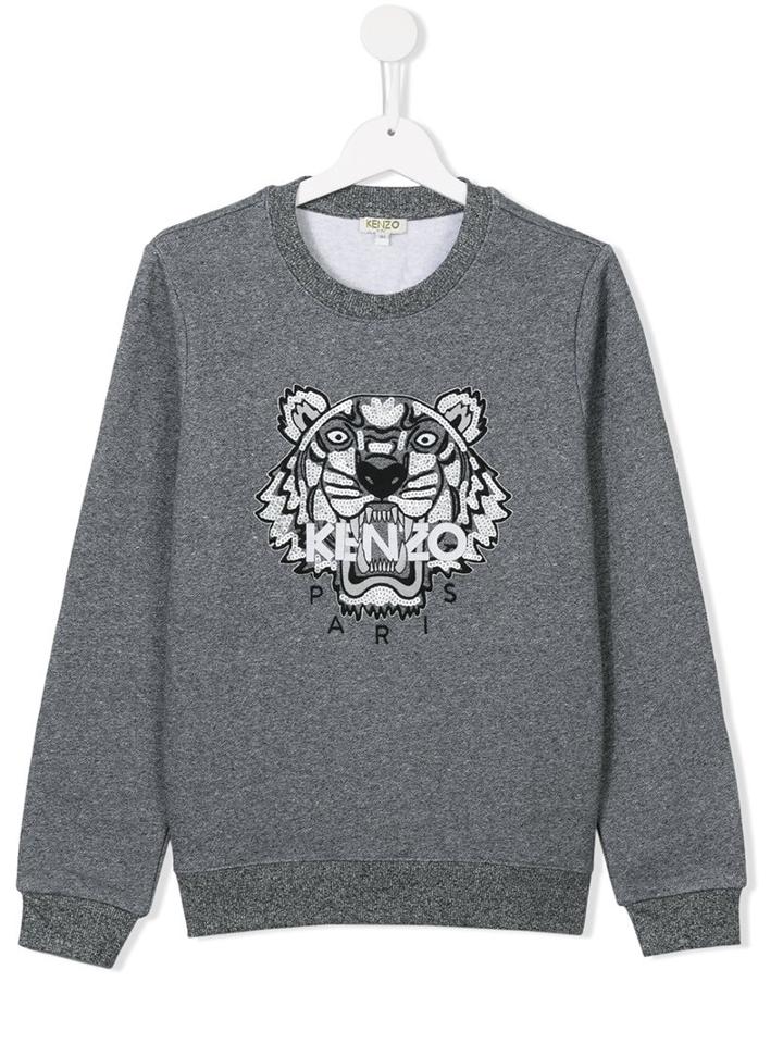 Kenzo Kids Sequin Embroidered Tiger Sweatshirt, Girl's, Size: 14 Yrs, Grey