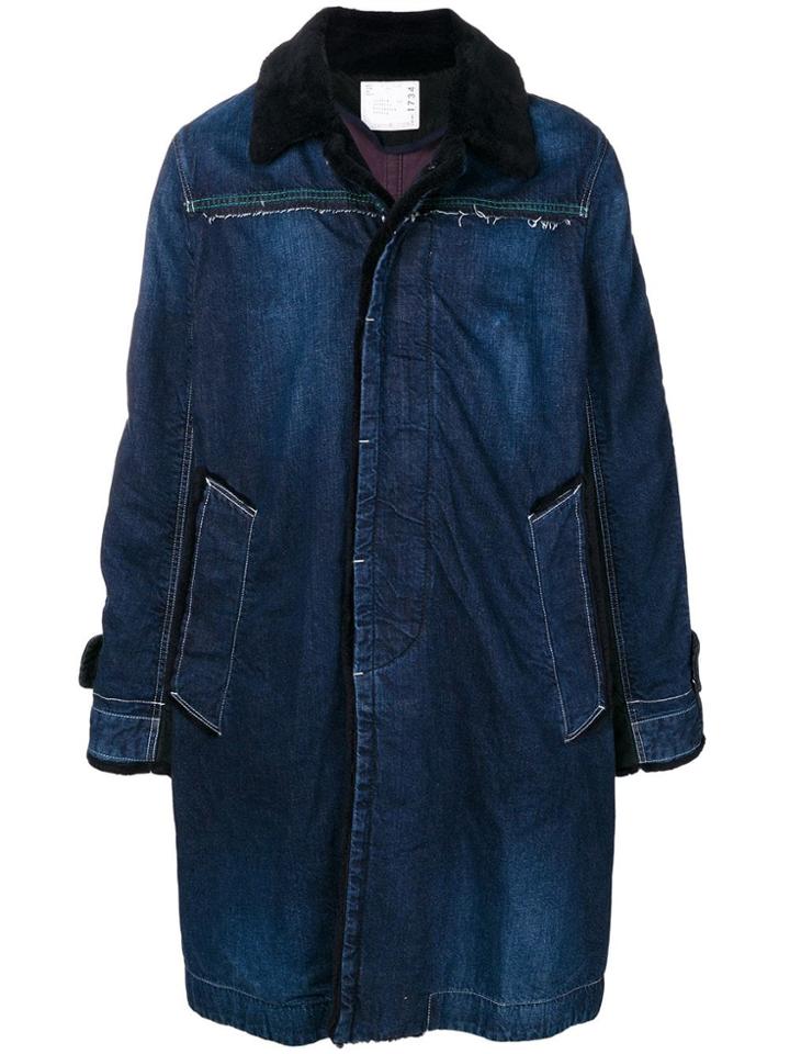 Sacai Single Breasted Coat - Blue