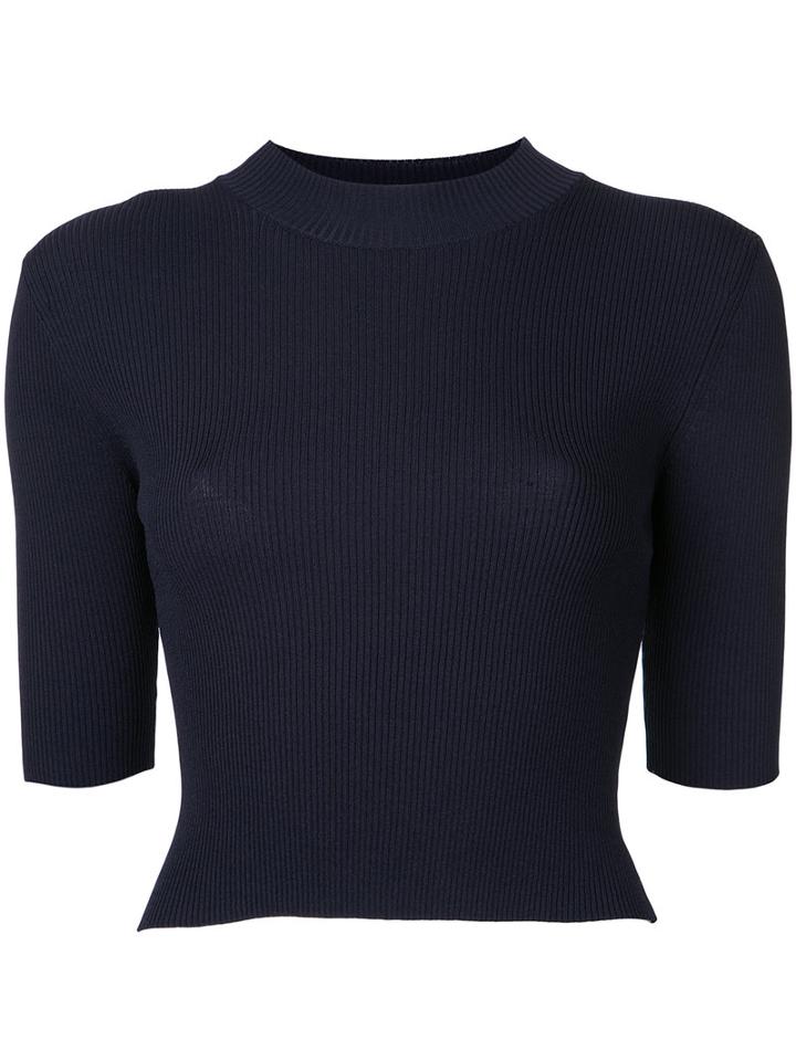 Dion Lee - Pinacle Rib Cropped T-shirt - Women - Nylon/rayon - 6, Blue, Nylon/rayon