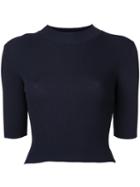 Dion Lee - Pinacle Rib Cropped T-shirt - Women - Nylon/rayon - 6, Blue, Nylon/rayon