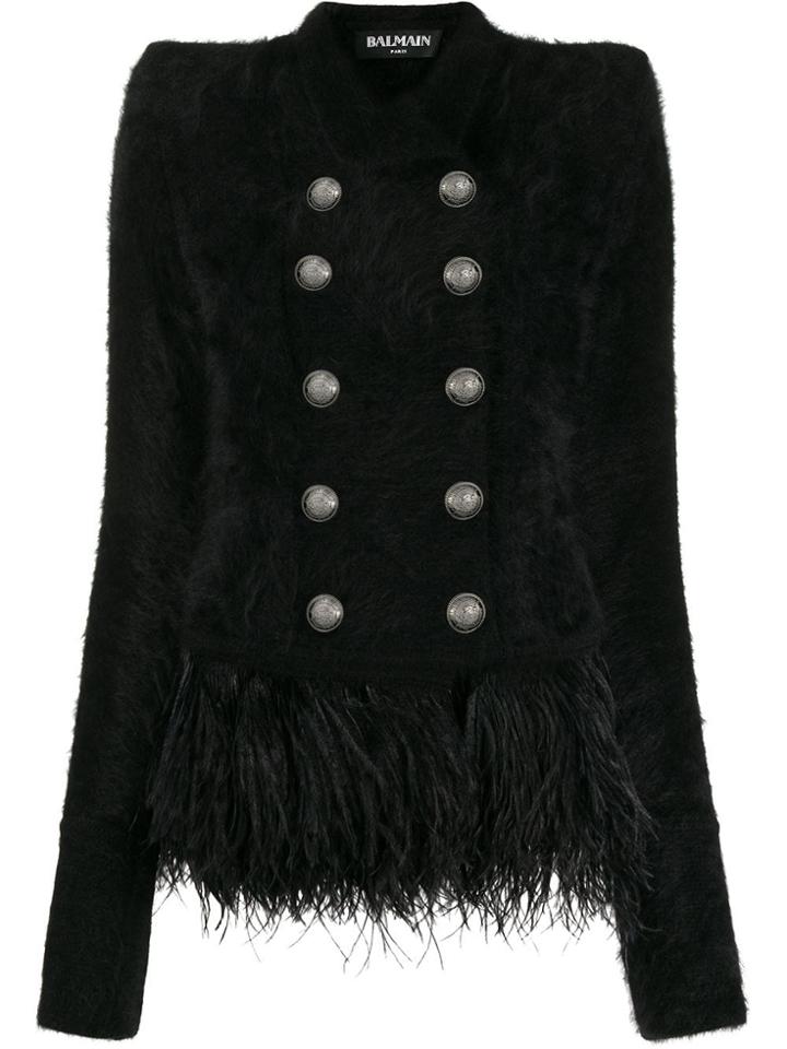 Balmain Feather Hem Blazer - Black