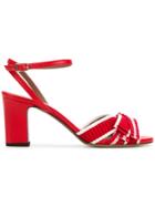 Tabitha Simmons Striped Bow Sandals - Red