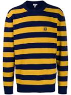 Loewe Striped Embroidered Logo Knitted Sweater - Yellow
