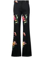 Etro Floral Print Flared Trousers - Black