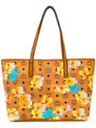 Mcm Essential Floral Print Tote - Brown