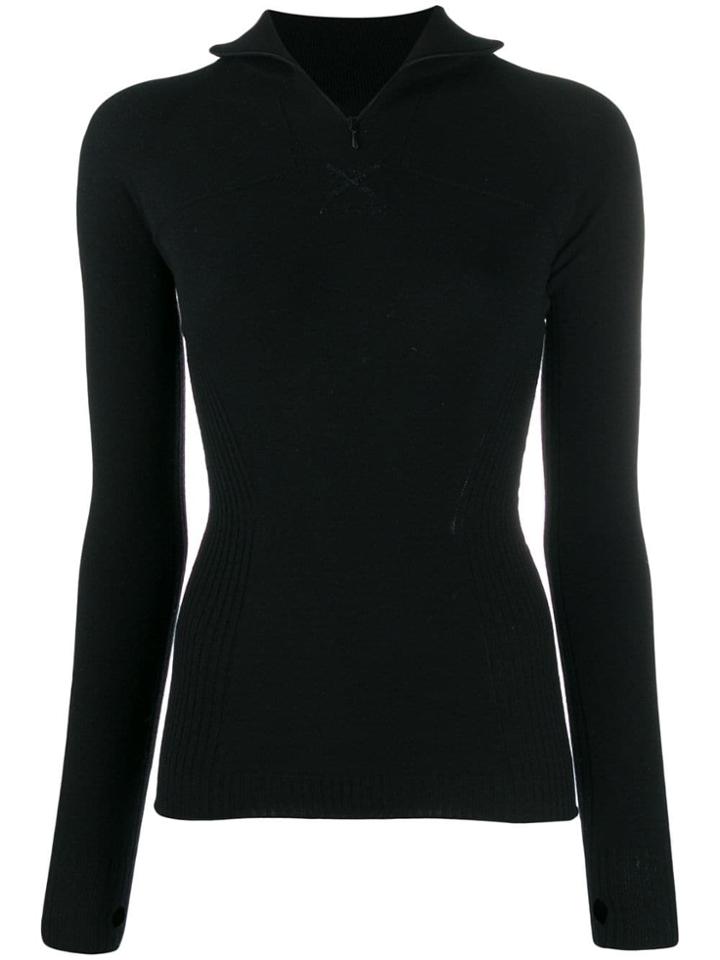 Barrie Zipped Turtleneck Knitted Top - Black