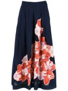 Isolda Rio Floral A-line Skirt - Blue