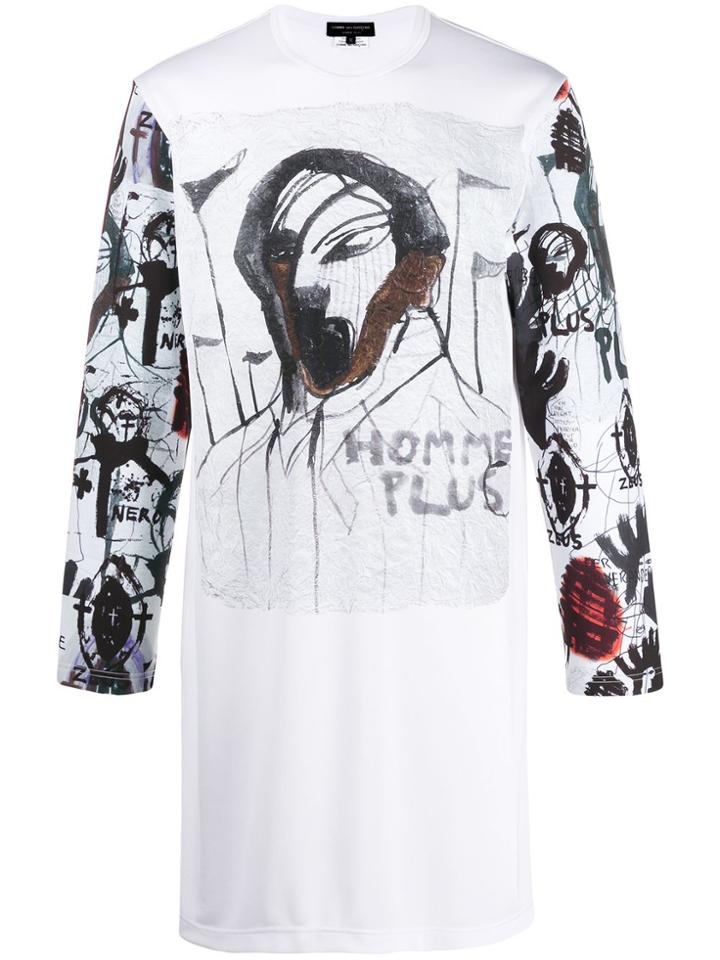 Comme Des Garçons Homme Plus Graphic Long-sleeve Top - White