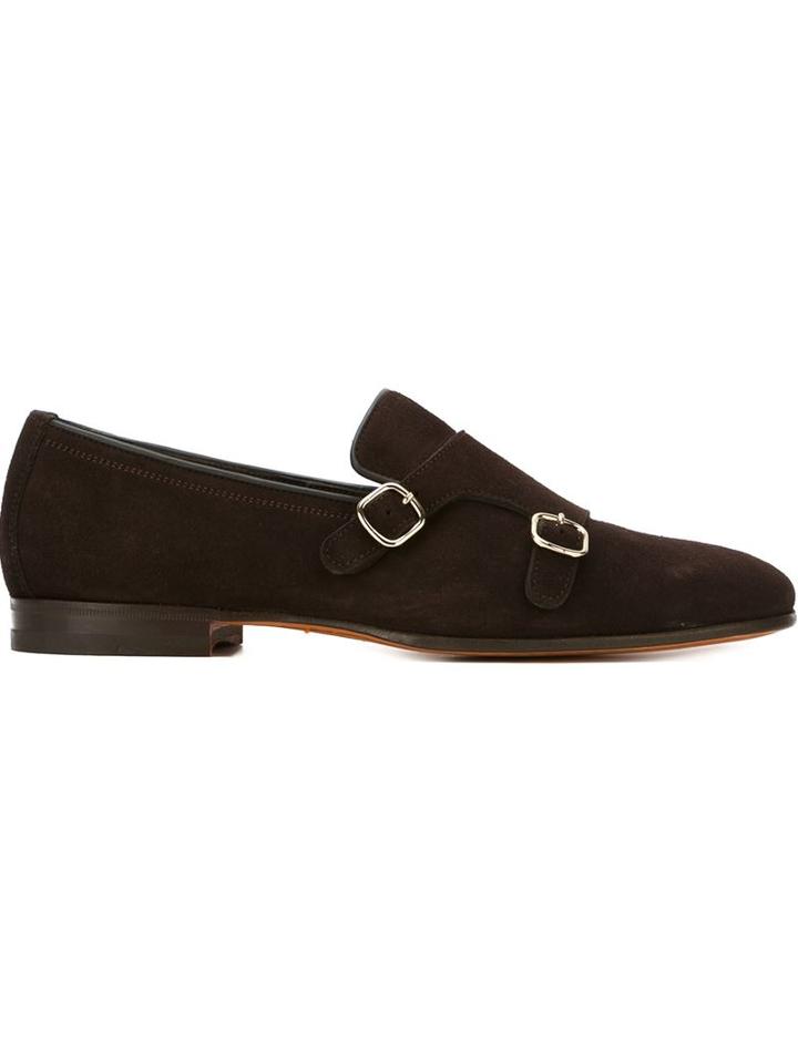 Santoni Monk Loafers, Men's, Size: 11, Brown, Leather