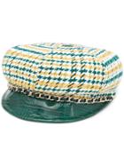 Elisabetta Franchi Houndstooth Baker Boy Hat - Green