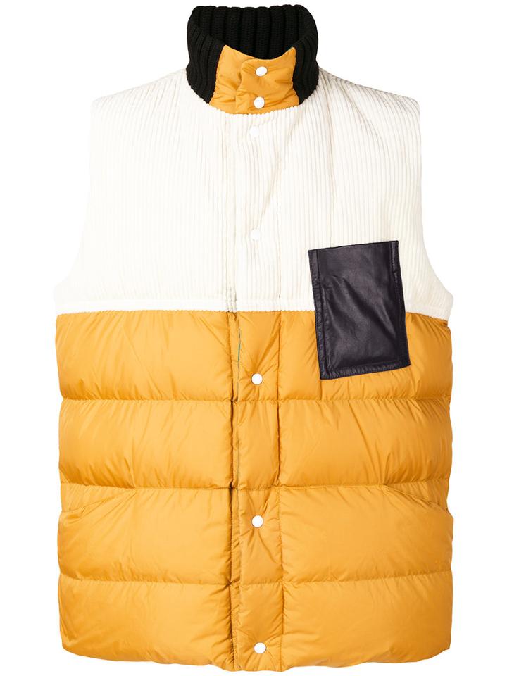 Marni - Colour Blocked Padded Gilet - Men - Cotton/calf Leather/polyamide/duck Feathers - 50, Cotton/calf Leather/polyamide/duck Feathers
