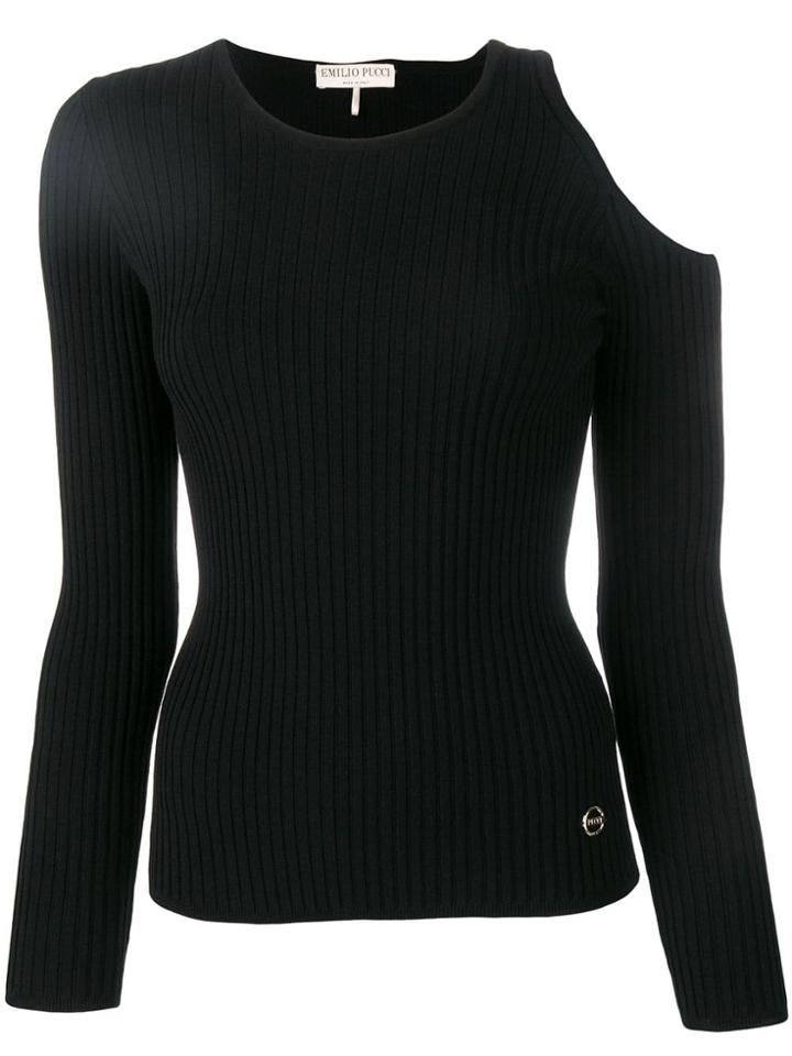 Emilio Pucci Shoulder Cut Out Knit Top - Blue