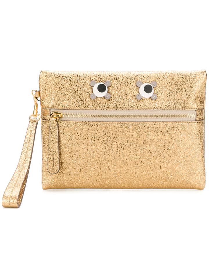 Anya Hindmarch Eyes Embellished Clutch - Metallic