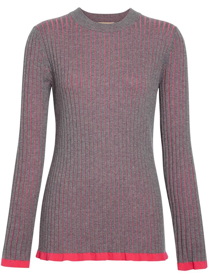 Burberry Rib Knit Cashmere Silk Sweater - Grey