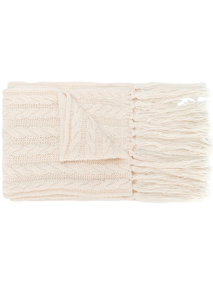 Twin-set - Jewelled Bow Chunky Knit Scarf - Women - Acrylic - One Size, White, Acrylic