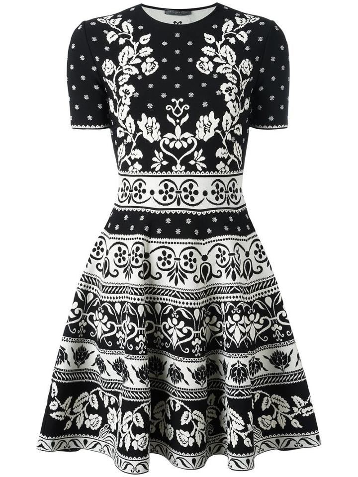 Alexander Mcqueen Jacquard Knit Mini Dress, Women's, Size: Xs, Black, Polyamide/polyester/spandex/elastane/viscose