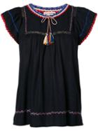 Ulla Johnson Embroidered Blouse, Women's, Size: 0, Black, Silk