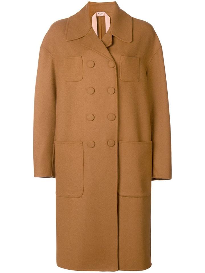 No21 Boxy Double-breasted Coat - Brown