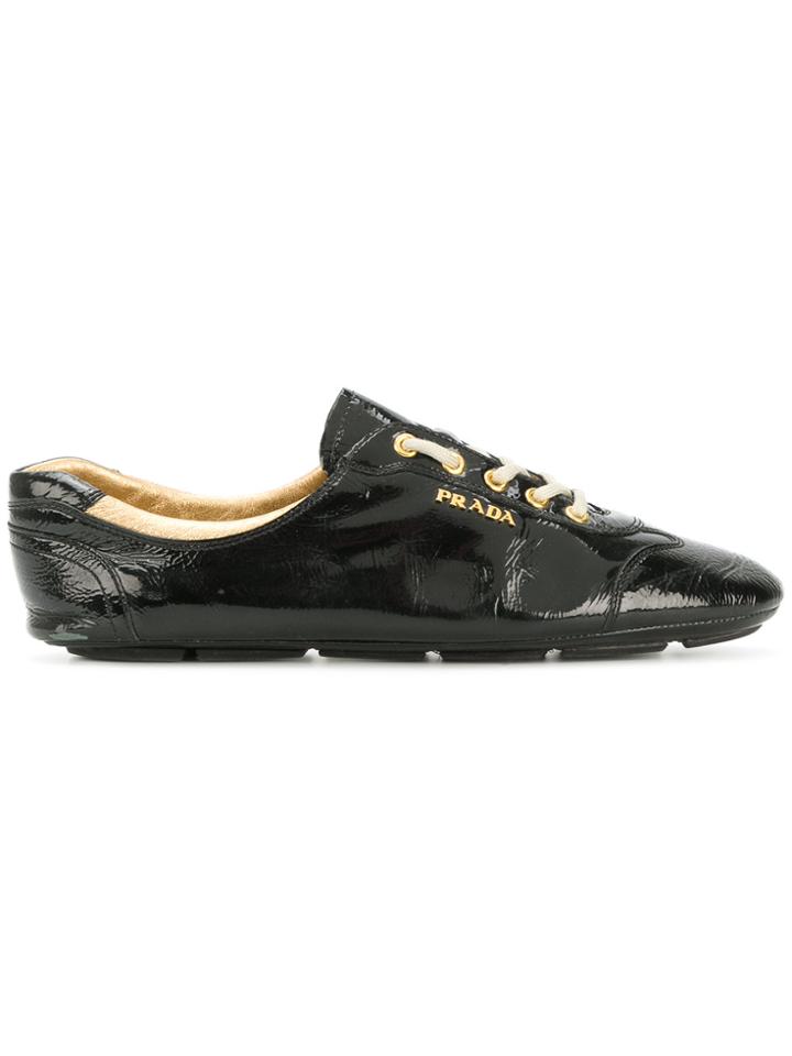 Prada Vintage Logo Lace-up Sneakers - Black