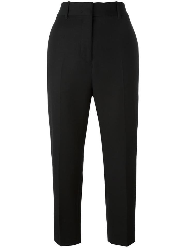 Jil Sander Cropped Tapered Trousers, Women's, Size: 40, Black, Cotton/polyester/viscose/virgin Wool