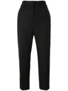 Jil Sander Cropped Tapered Trousers, Women's, Size: 40, Black, Cotton/polyester/viscose/virgin Wool