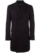 Boss Hugo Boss Double Breasted Coat, Men's, Size: 54, Blue, Acetate/viscose/virgin Wool