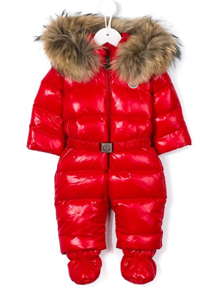 Moncler Kids - 'crystal' Fur Trim Snowsuit - Kids - Feather Down/polyamide - 3-6 Mth, Red