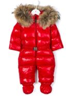 Moncler Kids - 'crystal' Fur Trim Snowsuit - Kids - Feather Down/polyamide - 3-6 Mth, Red