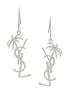 Saint Laurent Monogram Palm Tree Earrings - Silver