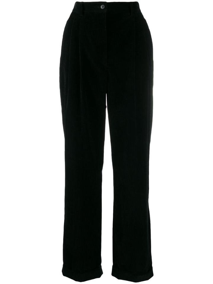 Alberta Ferretti High Waisted Corduroy Trousers - Black