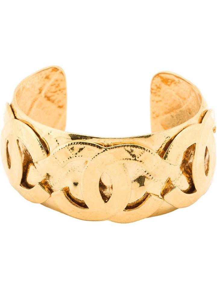 Chanel Vintage Quilted Logo Cuff