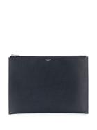 Saint Laurent Logo Stamp Zipped Clutch - Blue