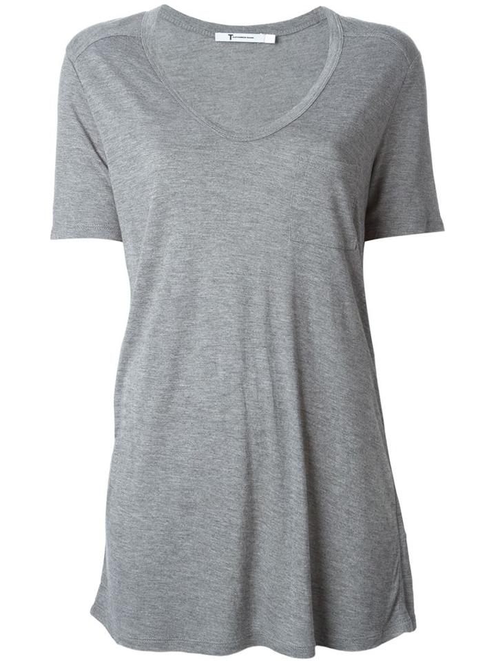 T By Alexander Wang V-neck T-shirt, Women's, Size: M, Grey, Rayon