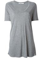 T By Alexander Wang V-neck T-shirt, Women's, Size: M, Grey, Rayon
