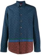Ps Paul Smith Print Panelled Shirt - Blue