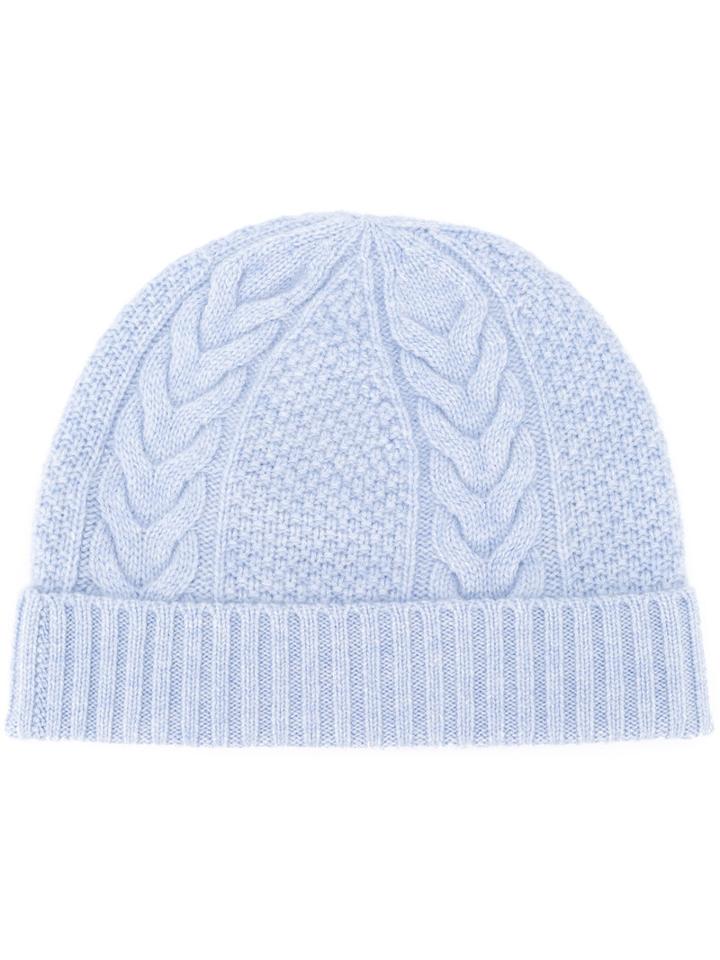 N.peal Cable Knit Beanie, Women's, Blue, Cashmere