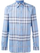 Burberry - Check Shirt - Men - Cotton - L, Blue, Cotton
