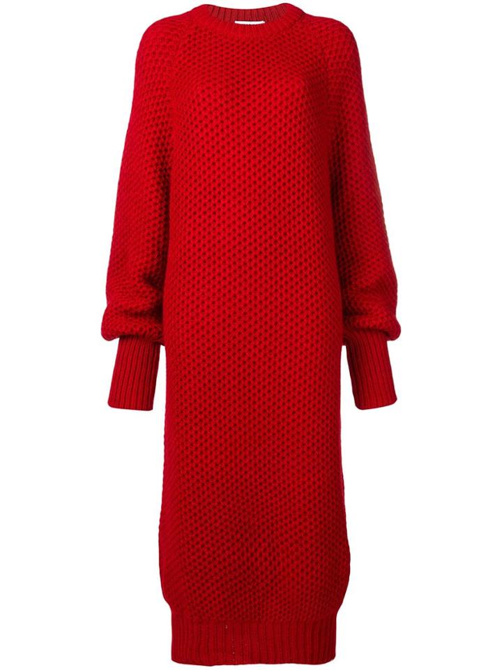 Marios Crochet Knit Long Dress - Red