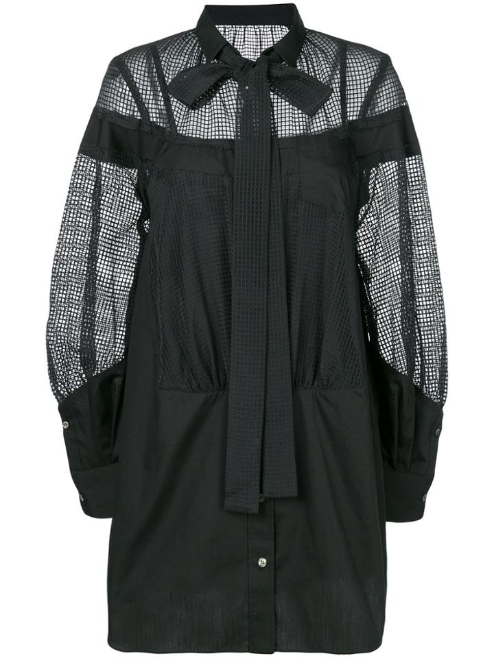 Sacai Mesh Insert Shirt Dress - Black