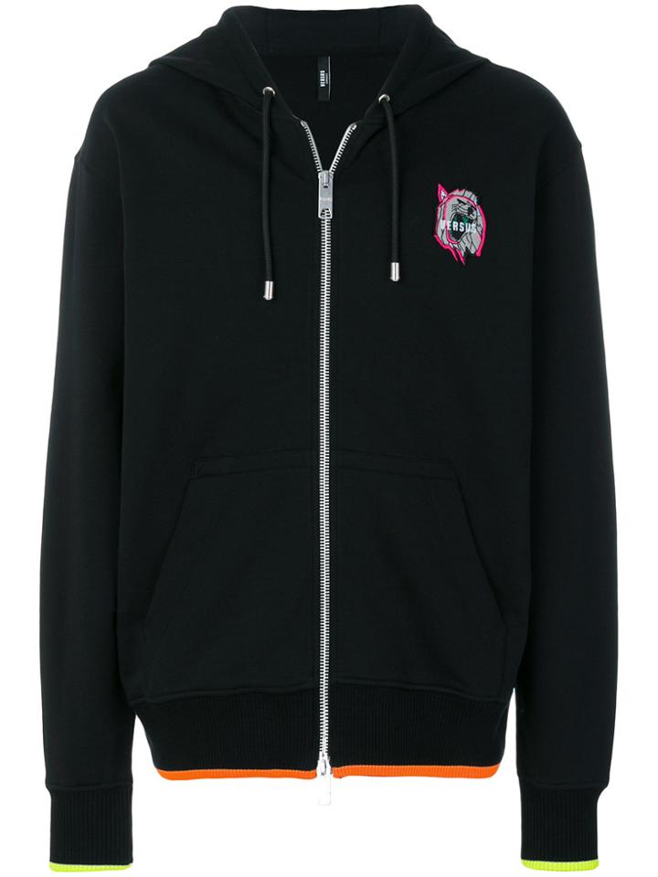 Versus Logo Patch Hooded Jacket - Black