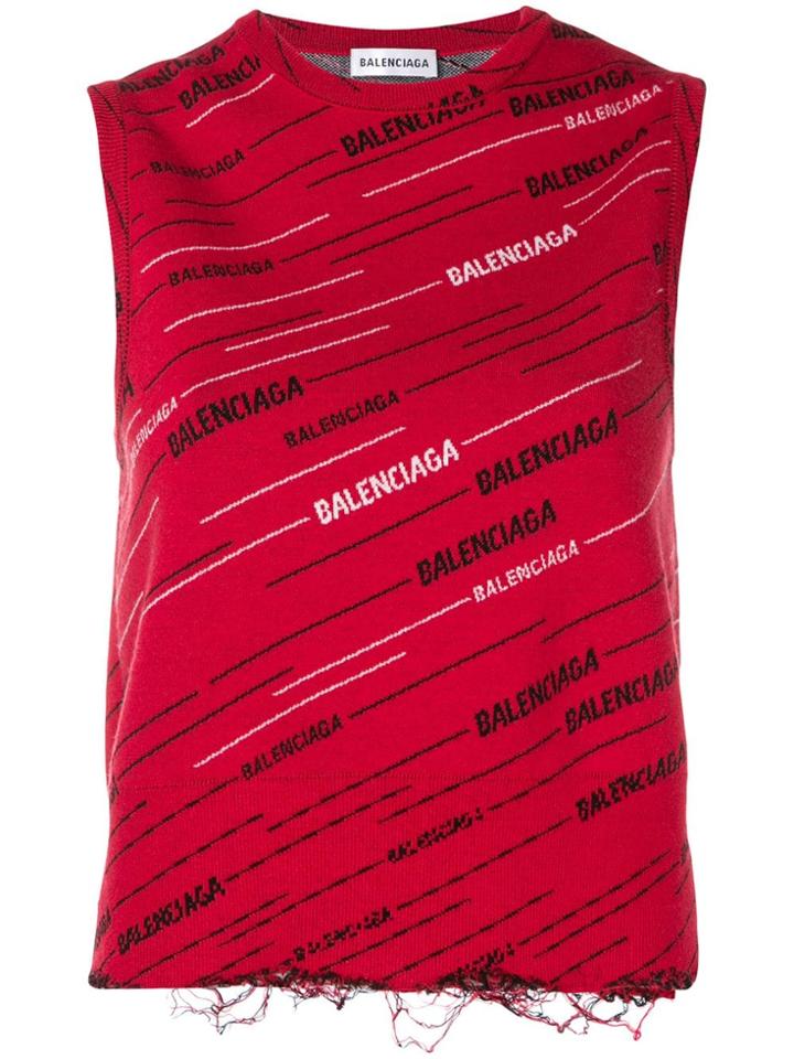 Balenciaga Logo Tank Top - Red