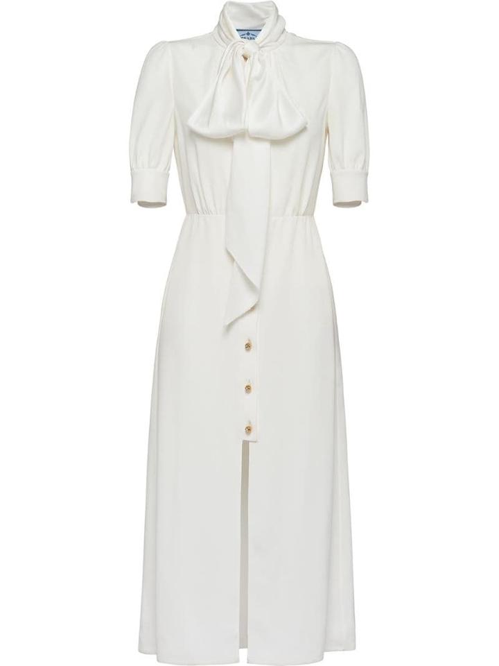 Prada Pussybow Blouse Dress - White