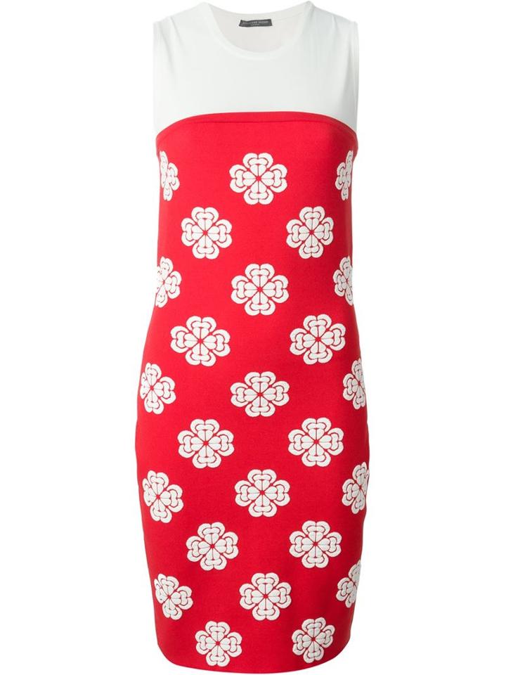 Alexander Mcqueen Embossed Cut Out Floral Jacquard Dress, Women's, Size: Xs, Red, Viscose/polyester