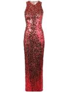 Galvan Long Sequin Dress - Red