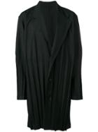 Issey Miyake Men Plisse Detailed Overcoat - Black