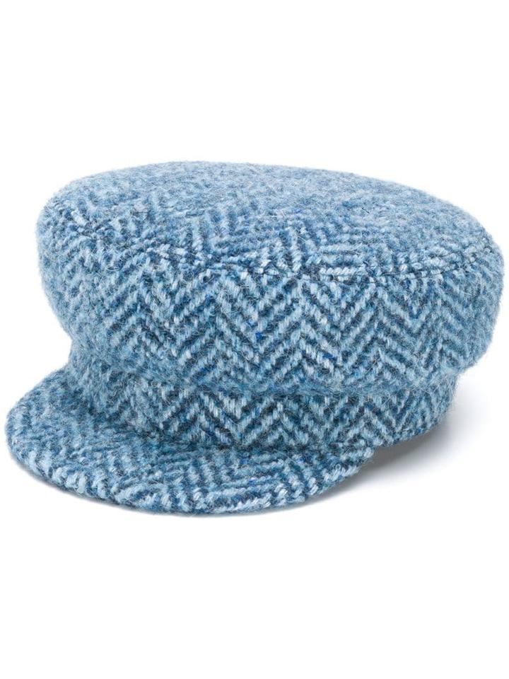 Ermanno Scervino Herringbone Print Hat - Blue