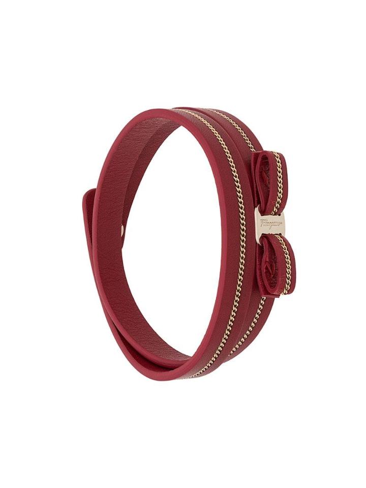 Salvatore Ferragamo Chain-trim Wrap Bracelet - Red