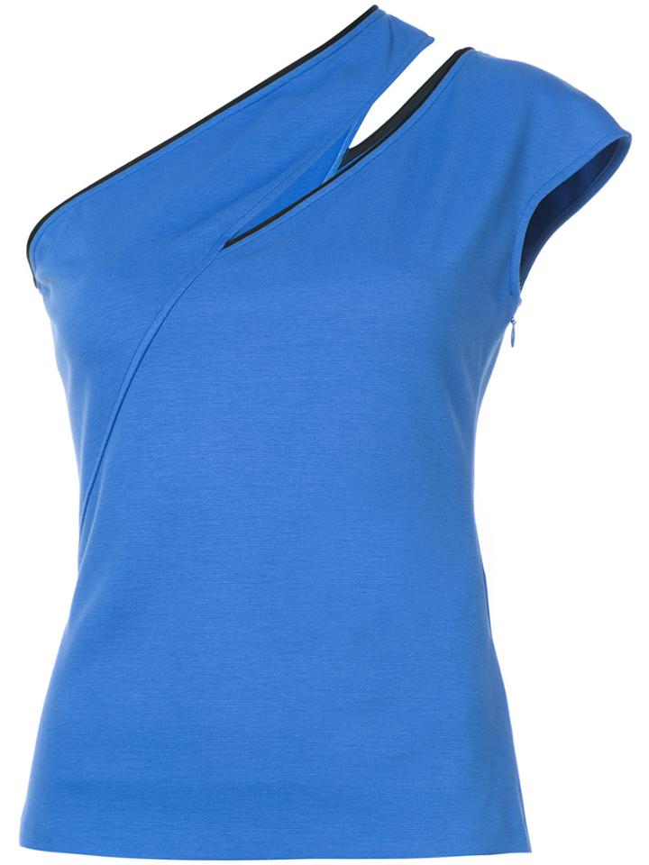 Mugler One-shoulder Slash T-shirt - Blue