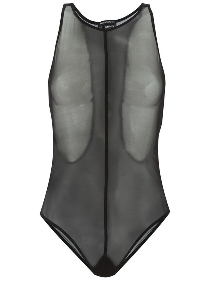 Ann Demeulemeester Stretch Mesh Bodysuit, Women's, Size: 40, Black, Nylon/spandex/elastane
